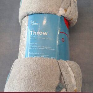 Soft Plush Owl Print Throw Blanket 50x60 Just Home Gray Cozy